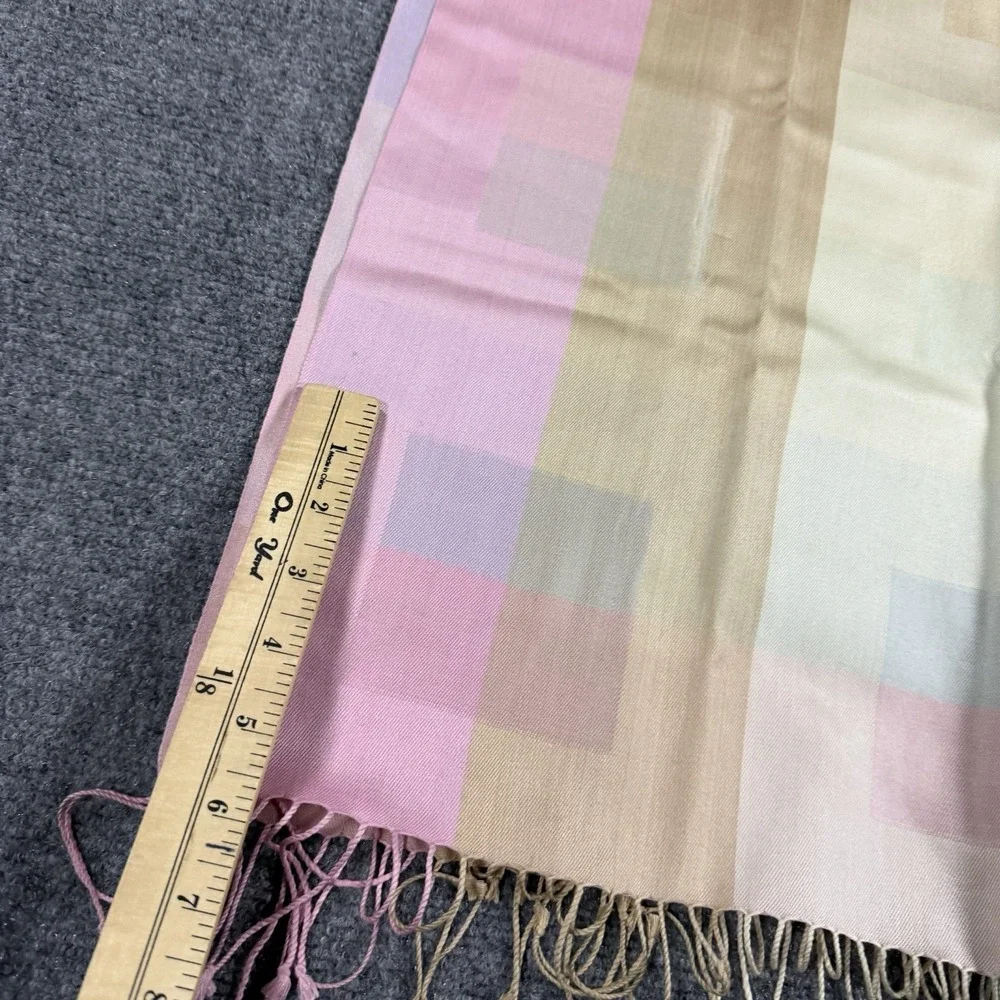 Brooks Brothers Silk Scarf Multicolor Pastels Tassel Rectangle Luxury 72